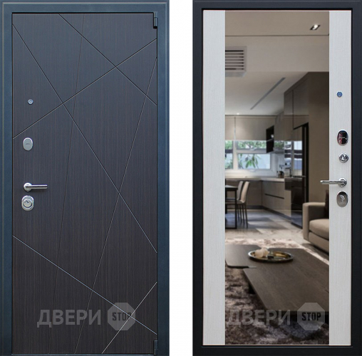 Входная металлическая Дверь АСД Вектор с зеркалом Лиственница белая в Егорьевске