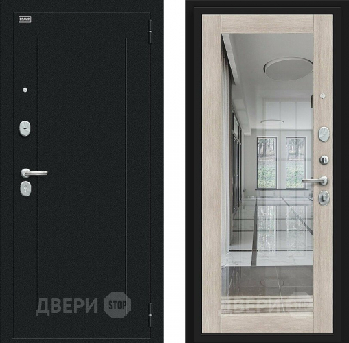 Входная металлическая Дверь Bravo Флэш Букле черное/Cappuccino Veralinga в Егорьевске