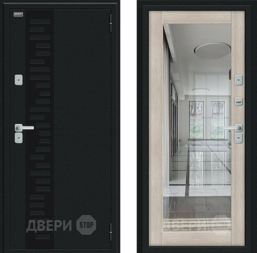 Входная металлическая Дверь Bravo Thermo Флэш Декор Букле черное/Cappuccino Veralinga в Егорьевске