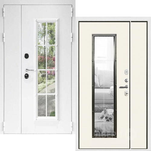 Входная металлическая Дверь Дверной Континент Тичино Двустворчатая Белая в Егорьевске