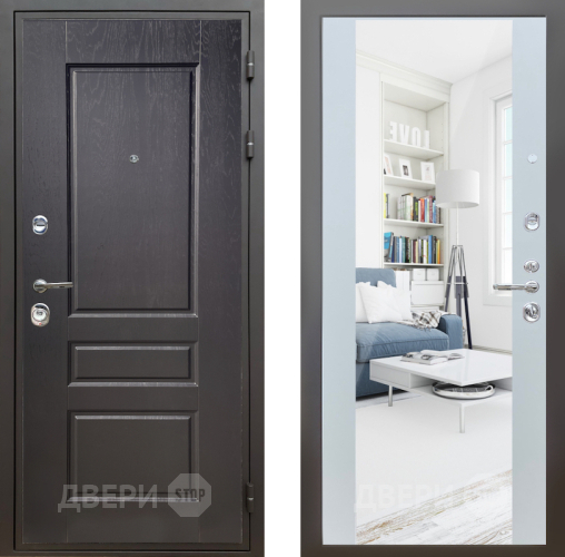 Дверь Шелтер (SHELTER) Комфорт Дуб английский 13 с зеркалом Белый матовый в Егорьевске