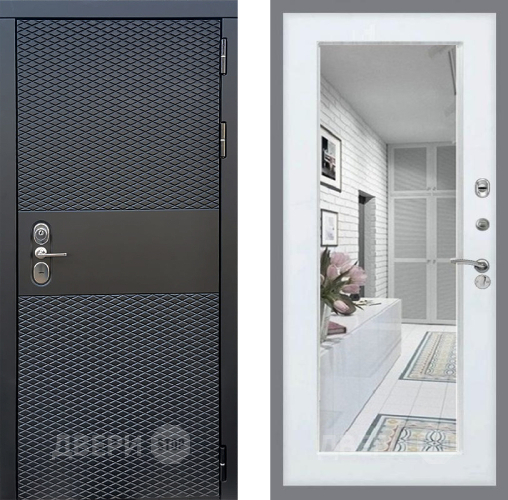 Входная металлическая Дверь Стоп БЛЭК CISA Зеркало Белый ясень в Егорьевске