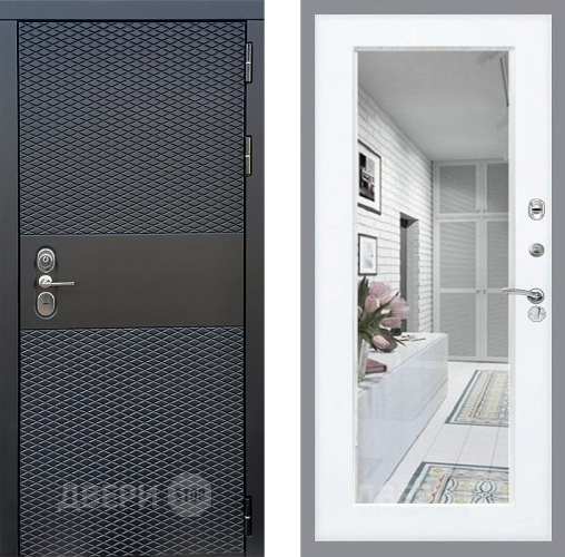 Входная металлическая Дверь Стоп БЛЭК CISA Зеркало Силк Сноу в Егорьевске