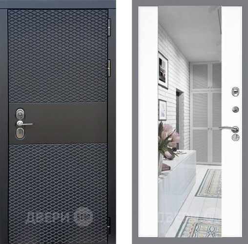 Входная металлическая Дверь Стоп БЛЭК CISA Зеркало СБ-16 Силк Сноу в Егорьевске