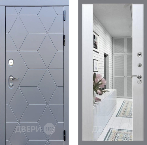 Входная металлическая Дверь Стоп КОСМО Зеркало СБ-16 Лиственница беж в Егорьевске