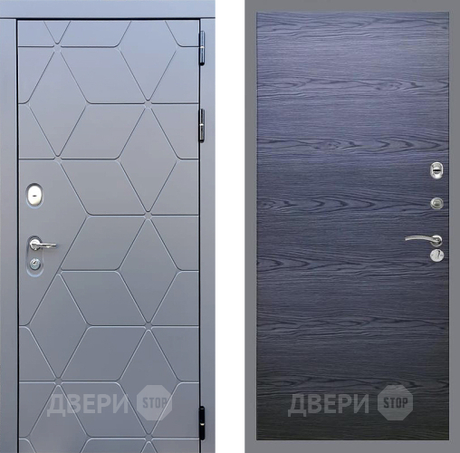 Входная металлическая Дверь Стоп КОСМО Гладкая Дуб тангенальный черный в Егорьевске