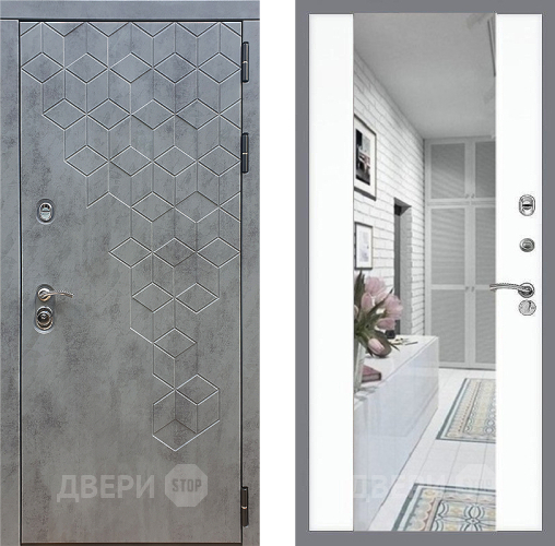 Дверь Стоп БЕТОН Зеркало СБ-16 Силк Сноу в Егорьевске