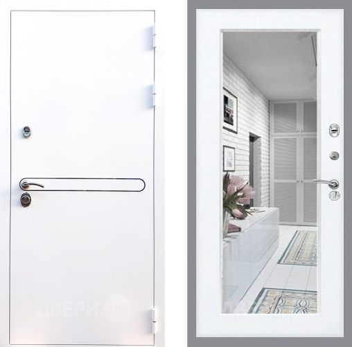 Входная металлическая Дверь Стоп Лайн Вайт Зеркало Силк Сноу в Егорьевске