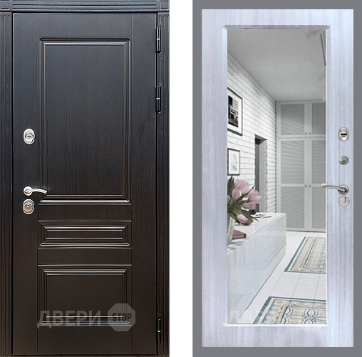 Входная металлическая Дверь Стоп МЕГАПОЛИС Зеркало Сандал белый в Егорьевске