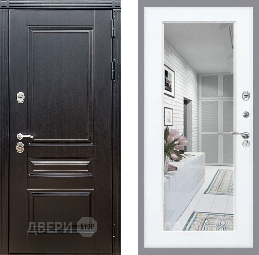 Входная металлическая Дверь Стоп МЕГАПОЛИС Зеркало Силк Сноу в Егорьевске