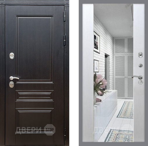 Входная металлическая Дверь Стоп МЕГАПОЛИС Зеркало СБ-16 Лиственница беж в Егорьевске