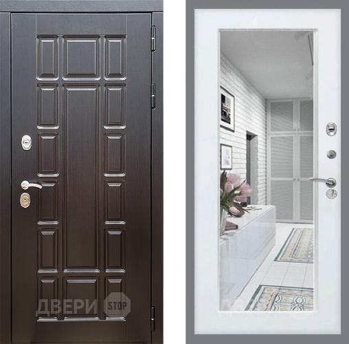 Входная металлическая Дверь Стоп НЬЮ ЙОРК Зеркало Белый ясень в Егорьевске