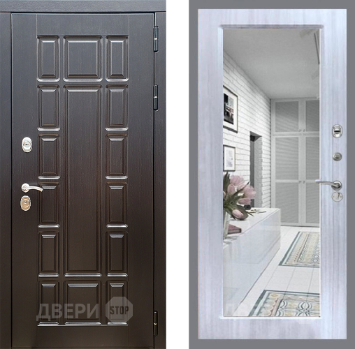 Входная металлическая Дверь Стоп НЬЮ ЙОРК Зеркало Сандал белый в Егорьевске