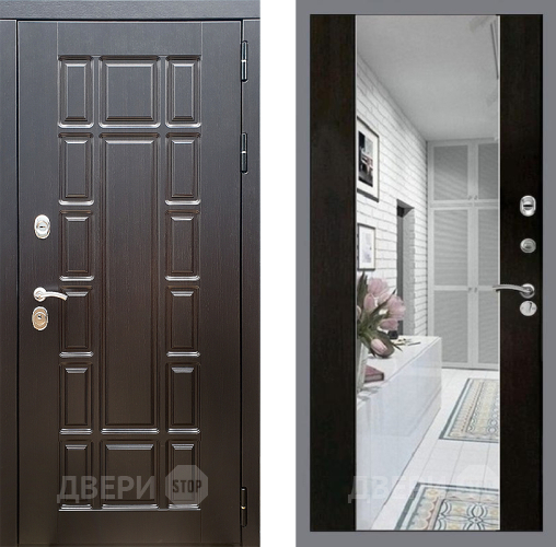 Входная металлическая Дверь Стоп НЬЮ ЙОРК Зеркало СБ-16 Венге в Егорьевске