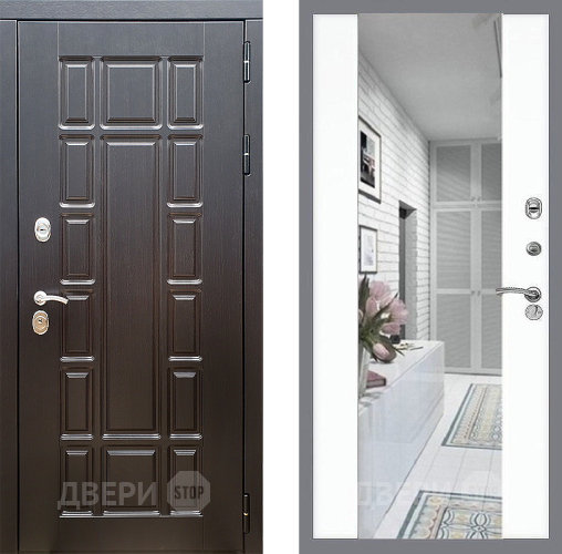 Входная металлическая Дверь Стоп НЬЮ ЙОРК Зеркало СБ-16 Силк Сноу в Егорьевске