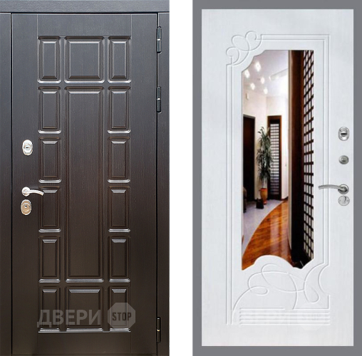 Входная металлическая Дверь Стоп НЬЮ ЙОРК ЗкркалоФЛ-147 Ясень белый в Егорьевске