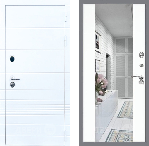 Входная металлическая Дверь Стоп ТРЕНДО Зеркало СБ-16 Силк Сноу в Егорьевске