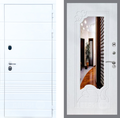 Входная металлическая Дверь Стоп ТРЕНДО ЗкркалоФЛ-147 Ясень белый в Егорьевске