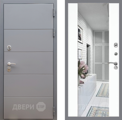 Входная металлическая Дверь Стоп АРТ ГРАФИТ Зеркало СБ-16 Силк Сноу в Егорьевске