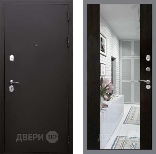 Входная металлическая Дверь Стоп КЛАССИК Шагрень Зеркало СБ-16 Венге в Егорьевске