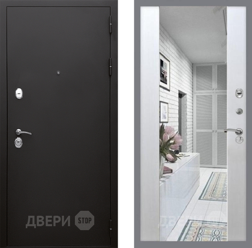 Входная металлическая Дверь Стоп КЛАССИК Шагрень Зеркало СБ-16 Лиственница беж в Егорьевске