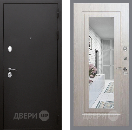 Дверь Стоп КЛАССИК Шагрень Зеркало ФЛ-120 Беленый дуб в Егорьевске