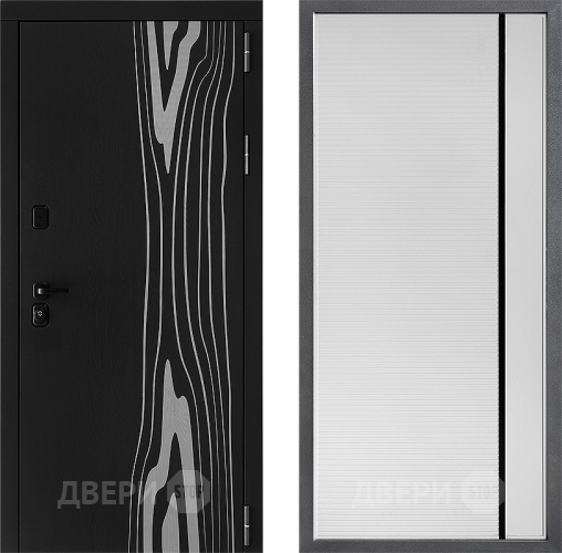 Входная металлическая Дверь Дверной континент ДК-12 ФЛ-757 Черное Стекло Софт милк в Егорьевске