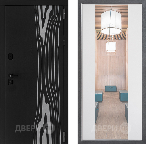 Входная металлическая Дверь Дверной континент ДК-12 ФЛЗ-1 Зеркало Белый софт в Егорьевске