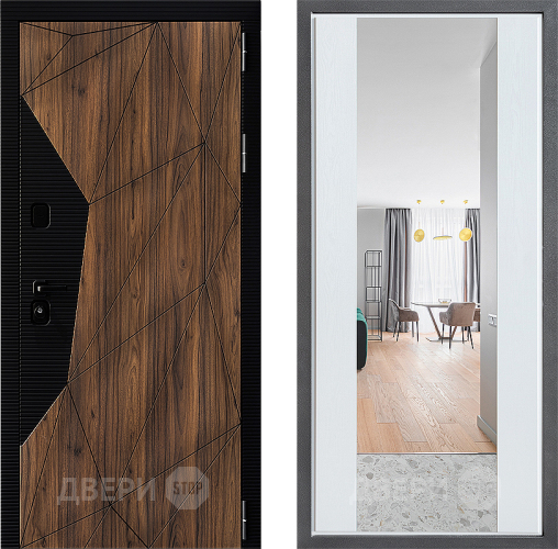 Входная металлическая Дверь Дверной континент ДК-11 ФЛЗ-1 Зеркало Белое дерево в Егорьевске