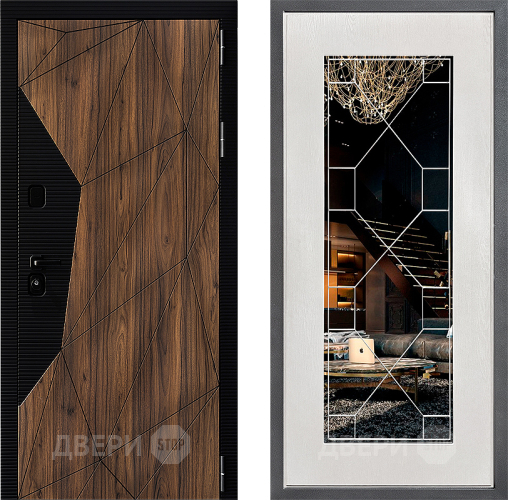 Входная металлическая Дверь Дверной континент ДК-11 ФЛ-Тиффани Зеркало Белое дерево в Егорьевске