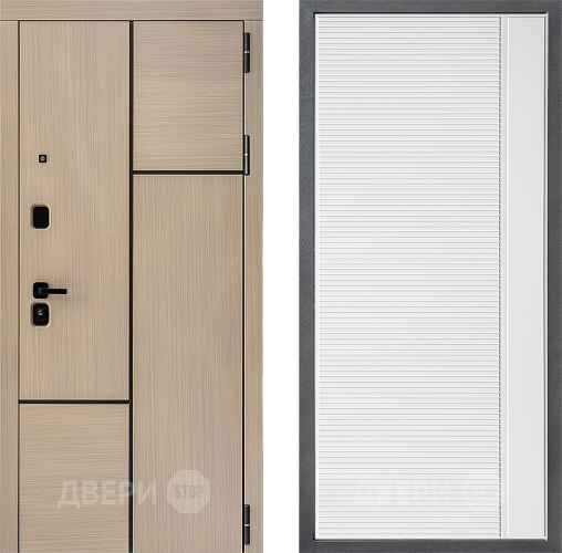 Входная металлическая Дверь Дверной континент ДК-14 ФЛ-757 Белое Стекло Софт милк в Егорьевске