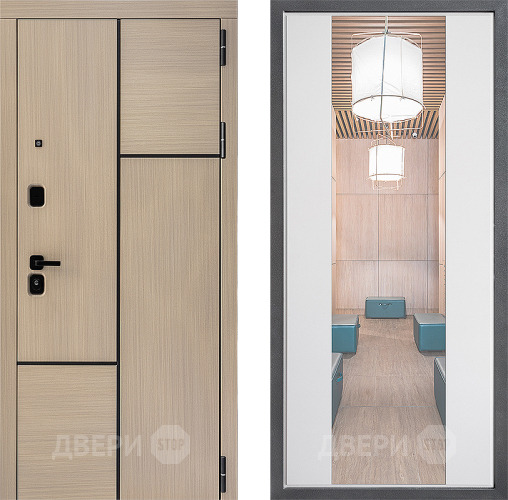 Входная металлическая Дверь Дверной континент ДК-14 ФЛЗ-1 Зеркало Белый софт в Егорьевске