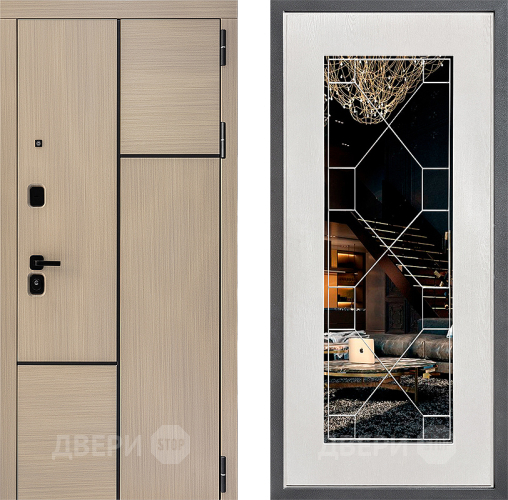 Входная металлическая Дверь Дверной континент ДК-14 ФЛ-Тиффани Зеркало Белое дерево в Егорьевске