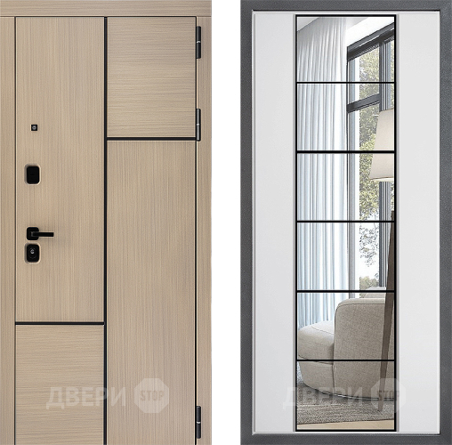 Входная металлическая Дверь Дверной континент ДК-14 ФЛЗ-2 Зеркало Белый софт в Егорьевске