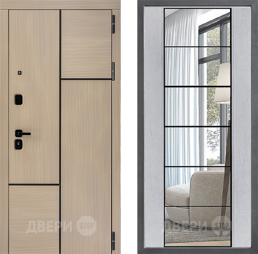 Дверь Дверной континент ДК-14 ФЛЗ-2 Зеркало Бетон светлый в Егорьевске