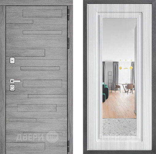 Входная металлическая Дверь Дверной континент ДК-10 ФЛЗ Зеркало Сандал белый в Егорьевске