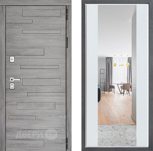 Входная металлическая Дверь Дверной континент ДК-10 ФЛЗ-1 Зеркало Белое дерево в Егорьевске