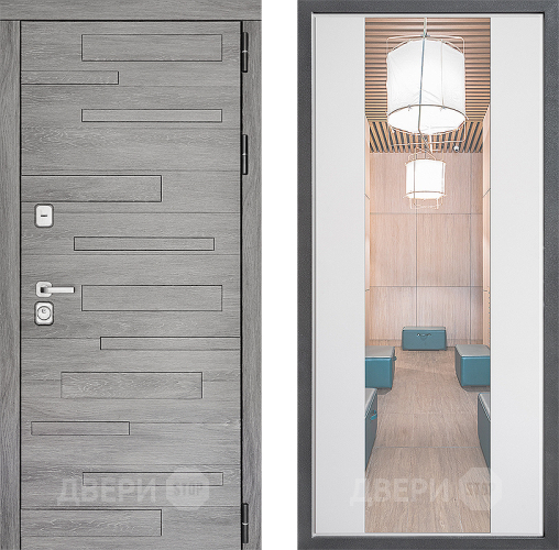 Входная металлическая Дверь Дверной континент ДК-10 ФЛЗ-1 Зеркало Белый софт в Егорьевске