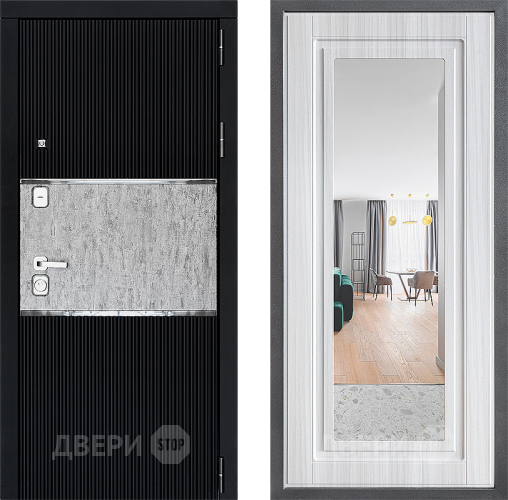 Входная металлическая Дверь Дверной континент ДК-13 ФЛЗ Зеркало Сандал белый в Егорьевске