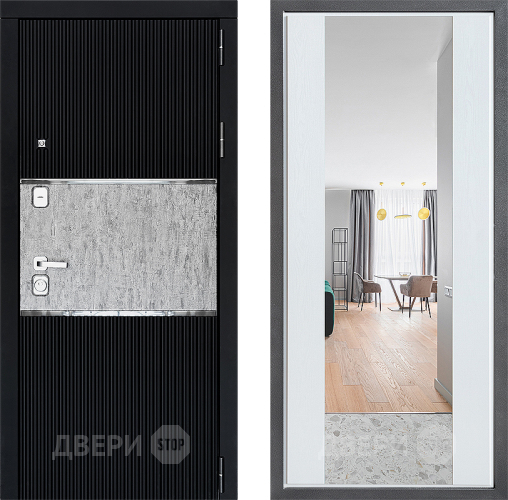 Входная металлическая Дверь Дверной континент ДК-13 ФЛЗ-1 Зеркало Белое дерево в Егорьевске