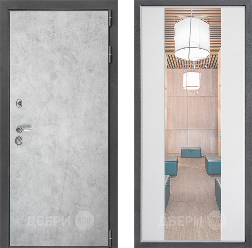 Входная металлическая Дверь Дверной континент ДК-3/743 ФЛЗ-1 Зеркало Белый софт в Егорьевске