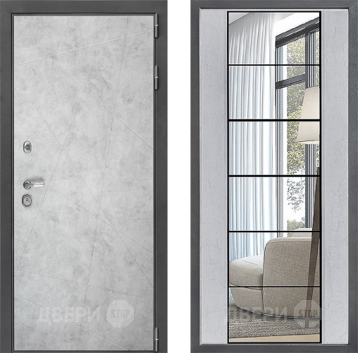 Входная металлическая Дверь Дверной континент ДК-3/743 ФЛЗ-2 Зеркало Бетон светлый в Егорьевске