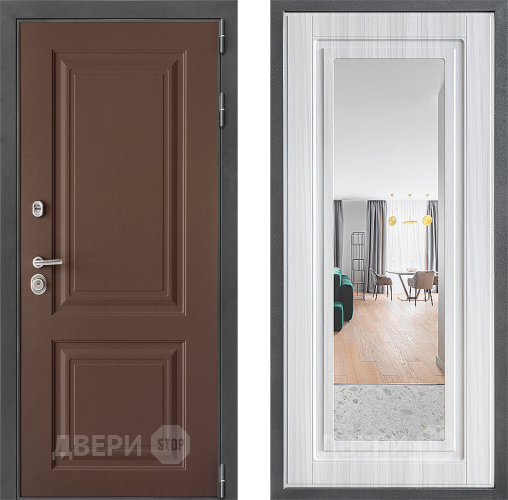 Входная металлическая Дверь Дверной континент ДК-3/729 ФЛЗ Зеркало Сандал белый в Егорьевске