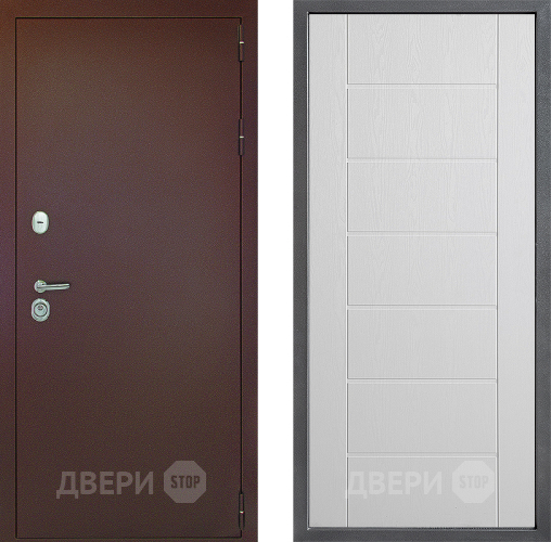 Входная металлическая Дверь Дверной континент Рубикон Медь Дизайн ФЛ-Лайн Белое дерево в Егорьевске