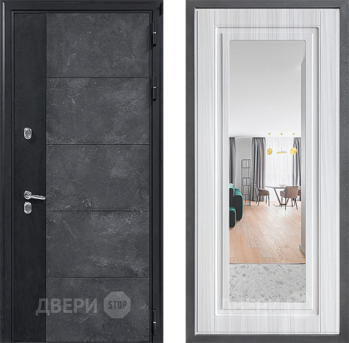 Входная металлическая Дверь Дверной континент ДК-15 Бетон ТЕРМО ФЛЗ Зеркало Сандал белый в Егорьевске