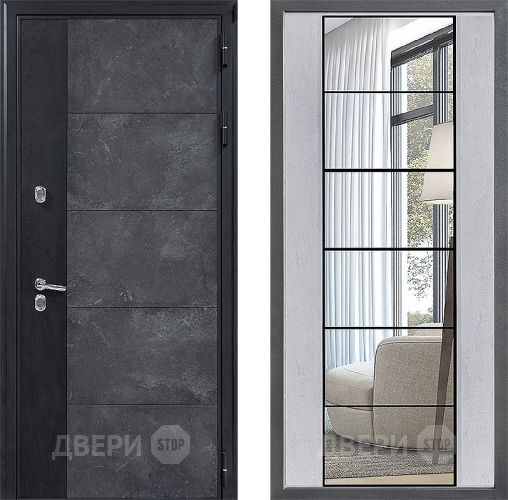Входная металлическая Дверь Дверной континент ДК-15 Бетон ТЕРМО ФЛЗ-2 Зеркало Бетон светлый в Егорьевске