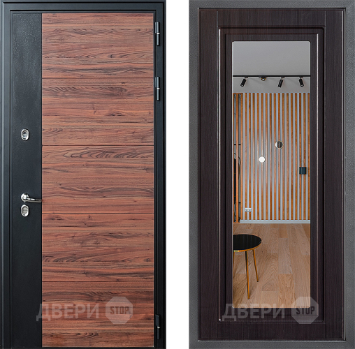 Входная металлическая Дверь Дверной континент ДК-15 Красное Дерево ТЕРМО ФЛЗ Зеркало Венге в Егорьевске