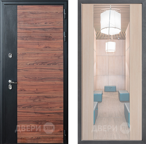 Входная металлическая Дверь Дверной континент ДК-15 Красное Дерево ТЕРМО ФЛЗ-1 Зеркало Капучино в Егорьевске