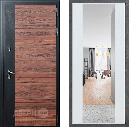 Дверь Дверной континент ДК-15 Красное Дерево ТЕРМО ФЛЗ-1 Зеркало Белое дерево в Егорьевске