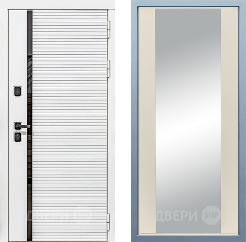 Входная металлическая Дверь Дива МХ-45 Белая STR Д-15 Зеркало Шампань в Егорьевске